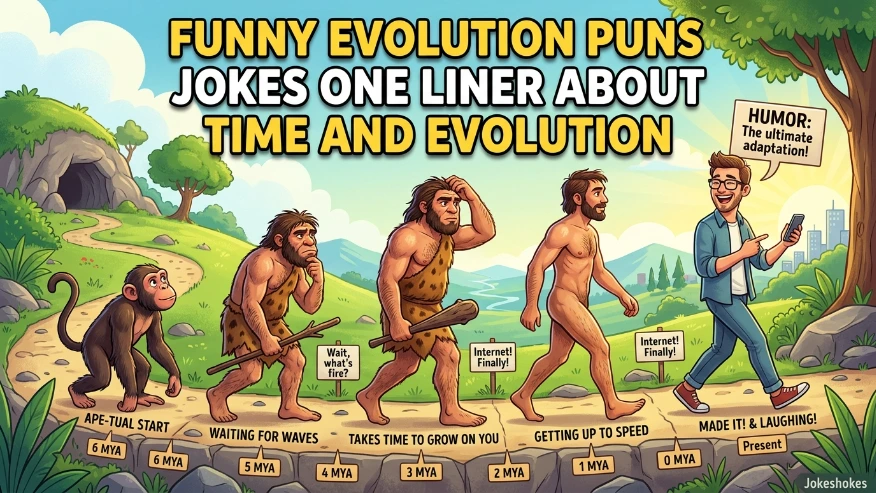 Funny Evolution Puns Jokes One Liner About Time and Evolution