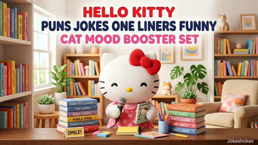 Hello Kitty Puns Jokes One Liner Funny Cat Mood Booster Set