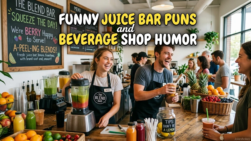 Funny Juice Bar Puns and Beverage Shop Humor